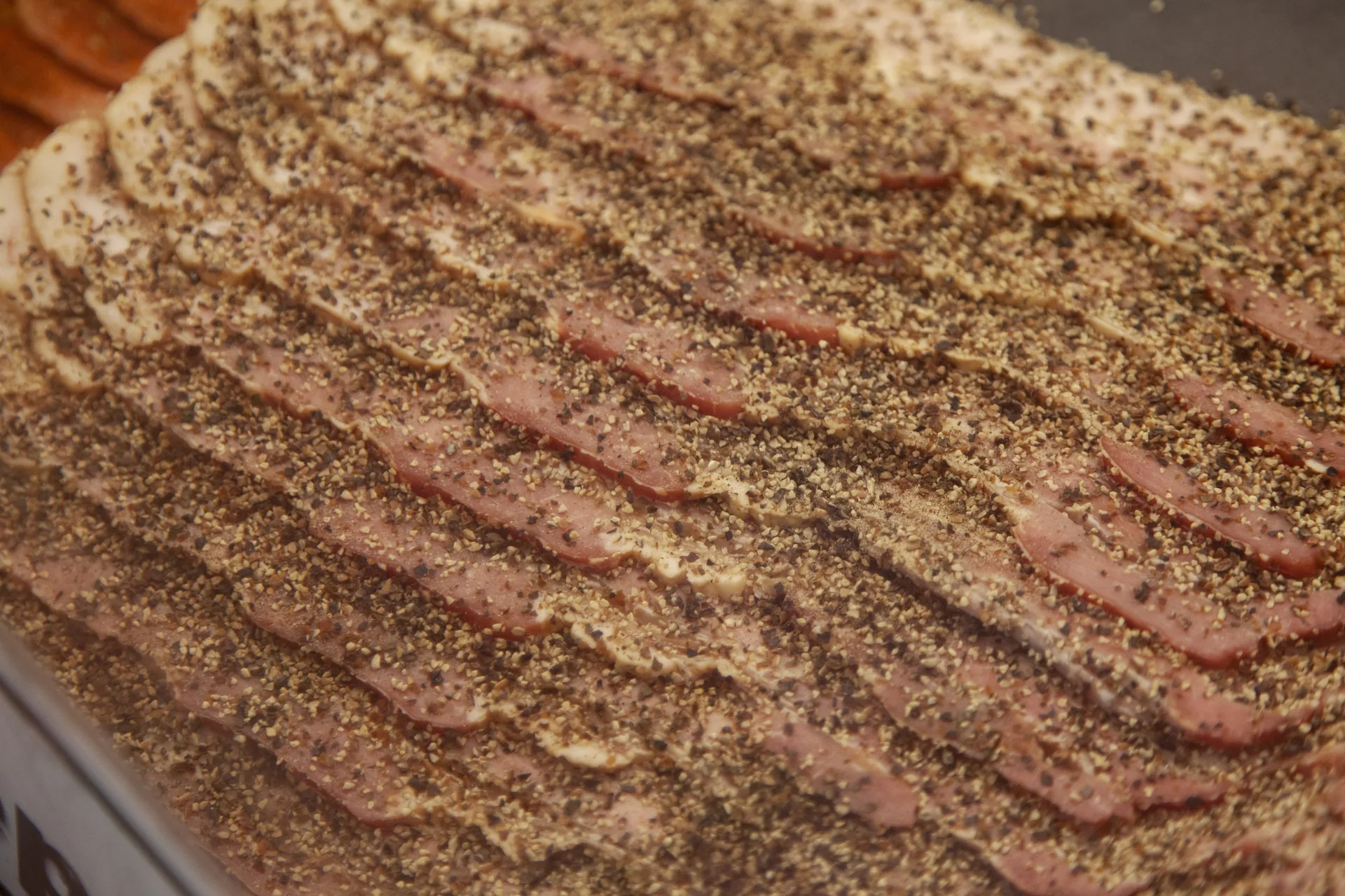 Peppered sliced deli meat at D.W. Whitaker Meats