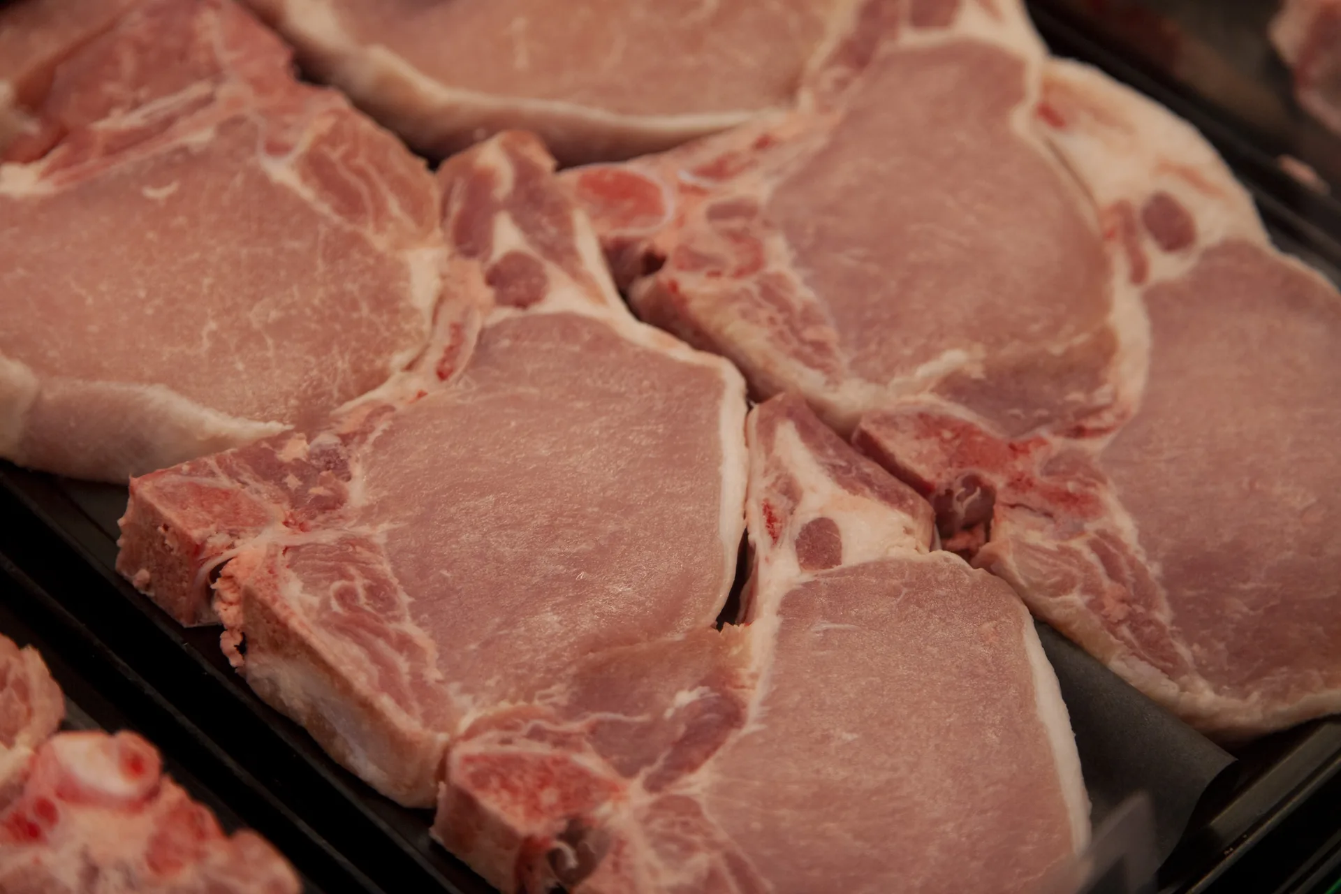 Bone-in pork chops at D.W. Whitaker Meats